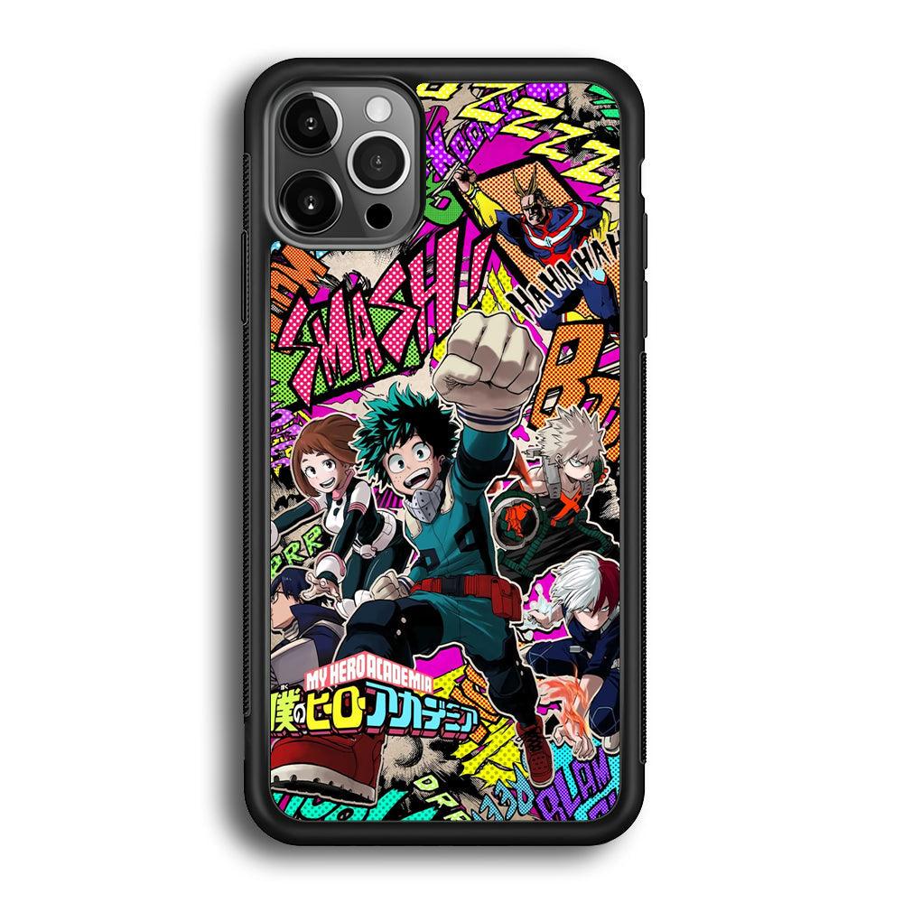 My Hero Academia Feel The Smash iPhone 12 Pro Max Case-Rubber Black (2D Case)-Oxvistore