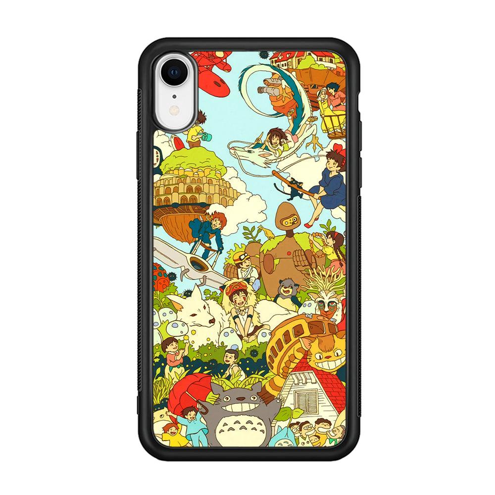 My Neighbor Totoro Family Playing Ground iPhone XR Case-Rubber Black (2D Case)-Oxvistore