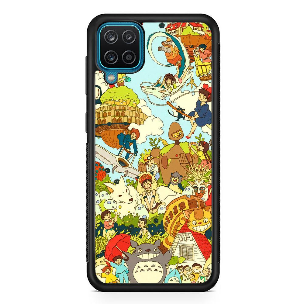 My Neighbor Totoro Family Playing Ground Samsung Galaxy A12 Case-Rubber Black (2D Case)-Oxvistore