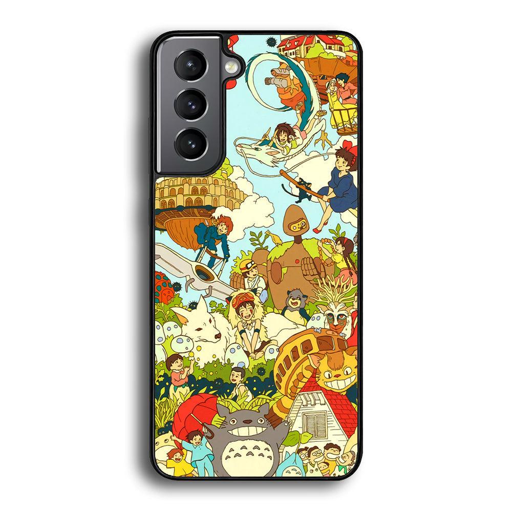 My Neighbor Totoro Family Playing Ground Samsung Galaxy S21 Plus Case-Rubber Black (2D Case)-Oxvistore