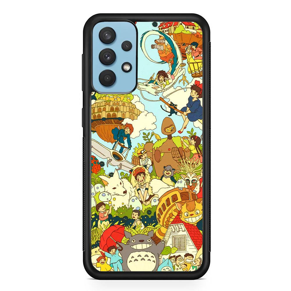 My Neighbor Totoro Family Playing Ground Samsung Galaxy A32 Case-Rubber Black (2D Case)-Oxvistore