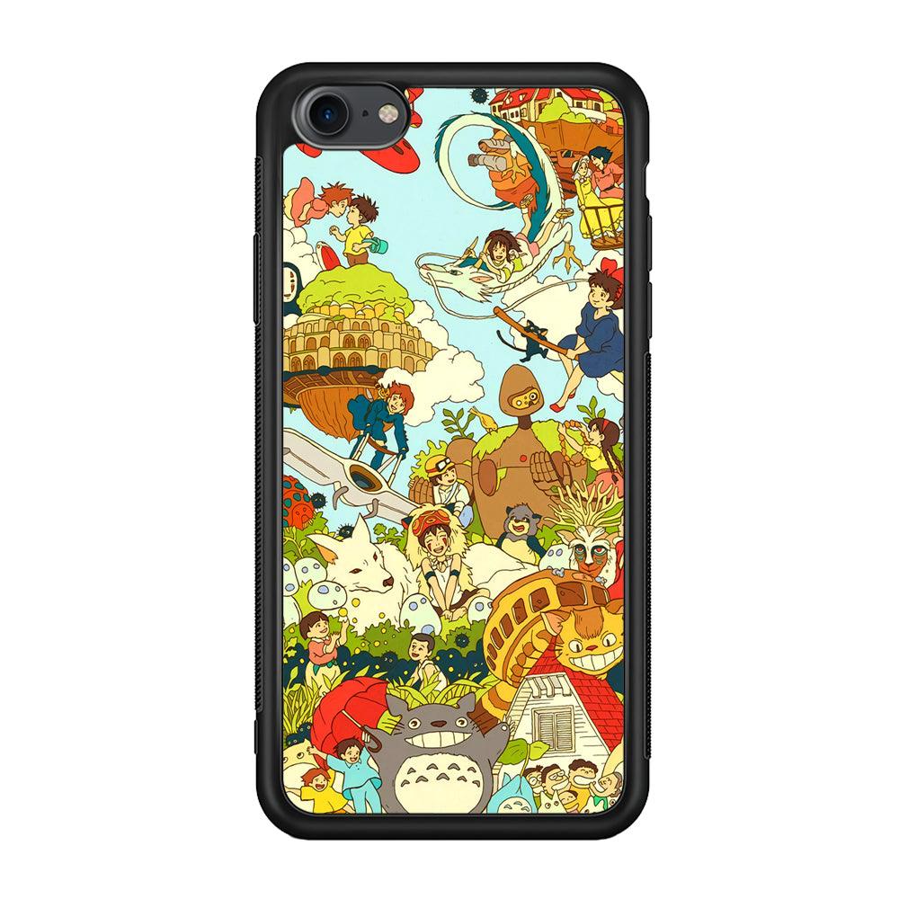 My Neighbor Totoro Family Playing Ground iPhone 8 Case-Rubber Black (2D Case)-Oxvistore
