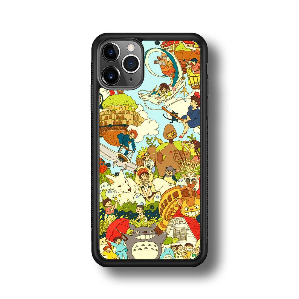 My Neighbor Totoro Family Playing Ground iPhone 11 Pro Max Case-Rubber Black (2D Case)-Oxvistore