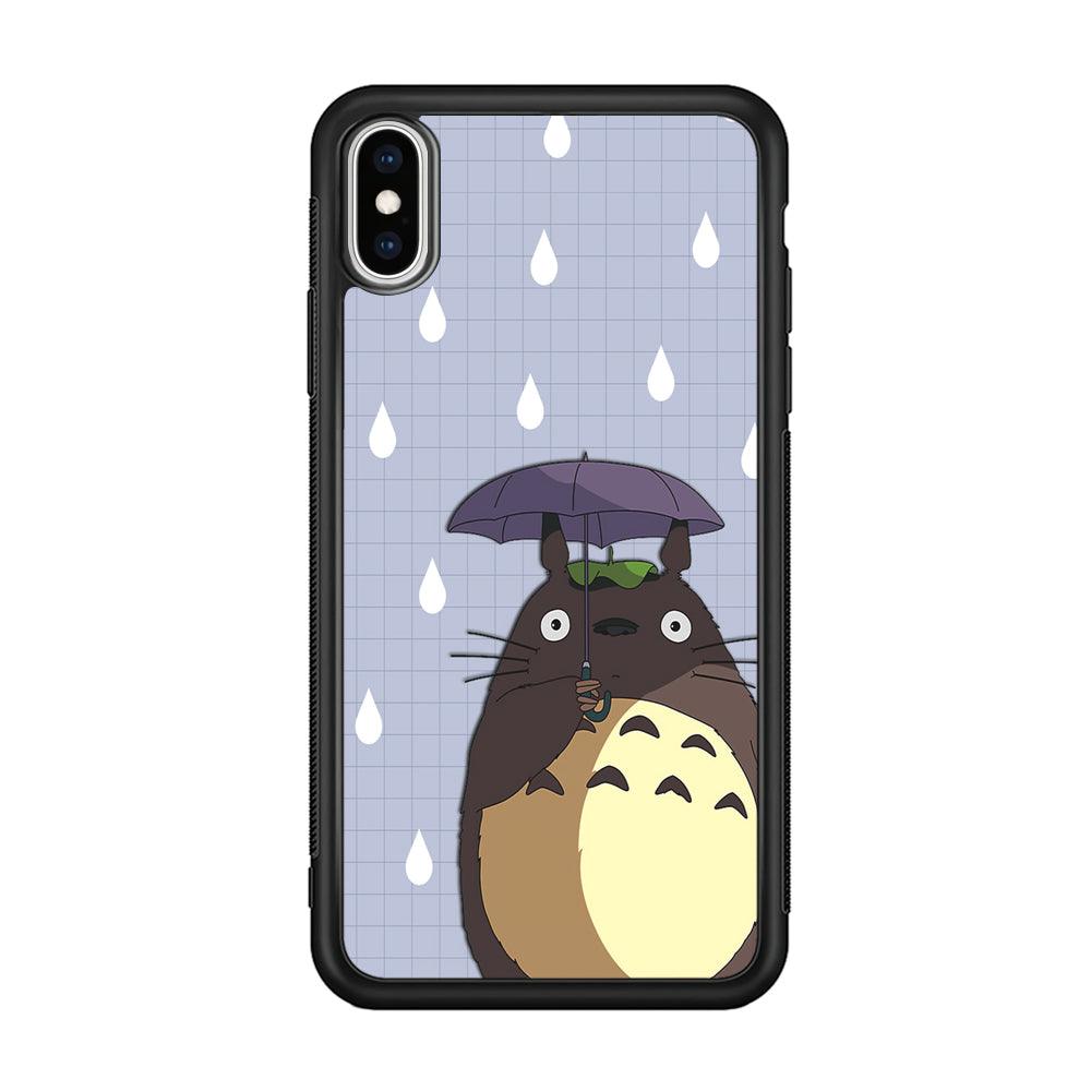 My Neighbor Totoro Ups It Rain iPhone XS Case-Rubber Black (2D Case)-Oxvistore