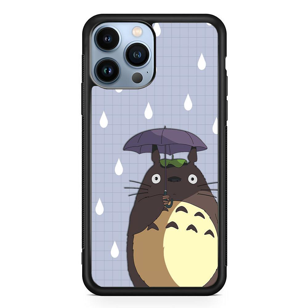 My Neighbor Totoro Ups It Rain iPhone 14 Pro Max Case-Rubber Black (2D Case)-Oxvistore