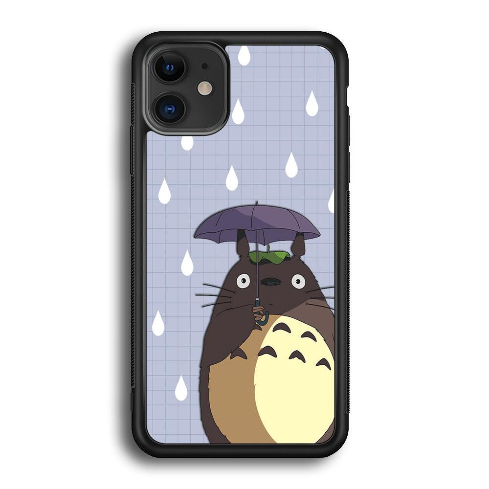 My Neighbor Totoro Ups It Rain iPhone 12 Case-Rubber Black (2D Case)-Oxvistore