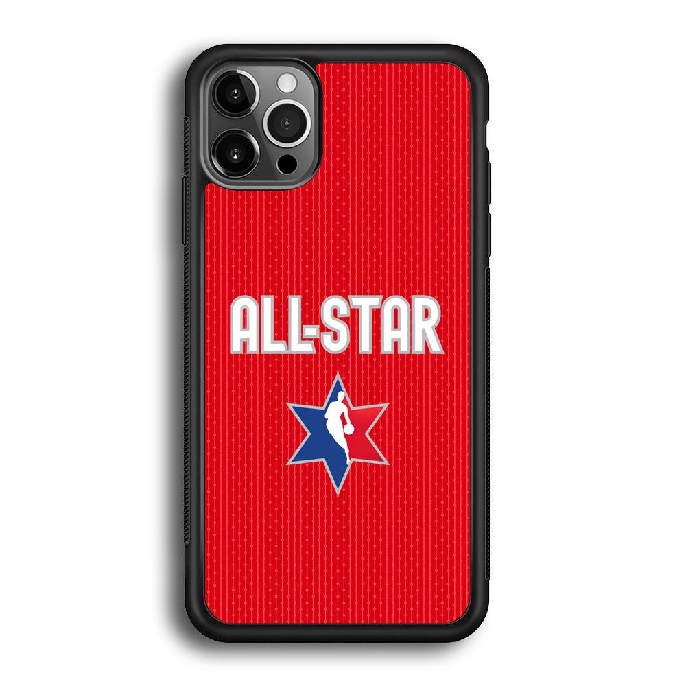 NBA All Star Red Star iPhone 12 Pro Case-Rubber Black (2D Case)-Oxvistore