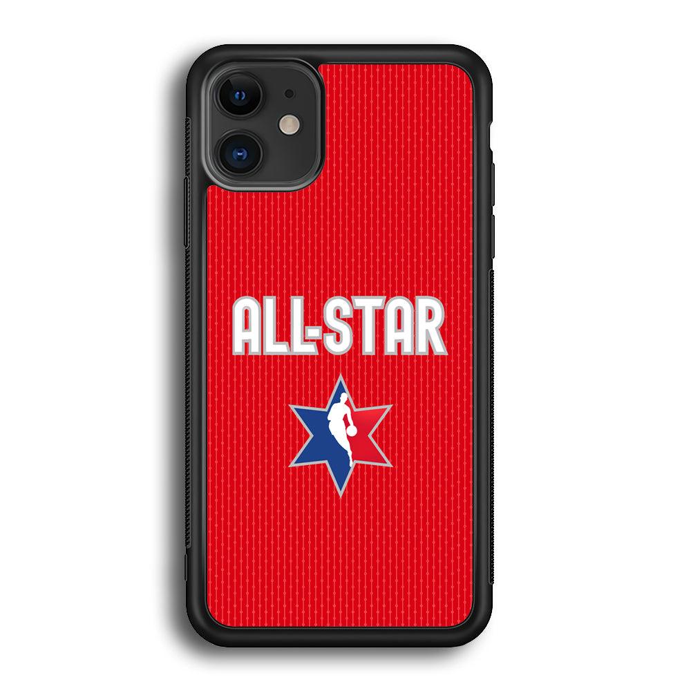 NBA All Star Red Star iPhone 12 Case-Rubber Black (2D Case)-Oxvistore