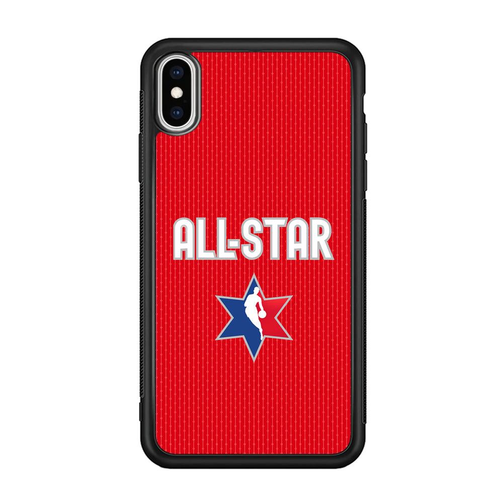 NBA All Star Red Star iPhone XS Case-Rubber Black (2D Case)-Oxvistore