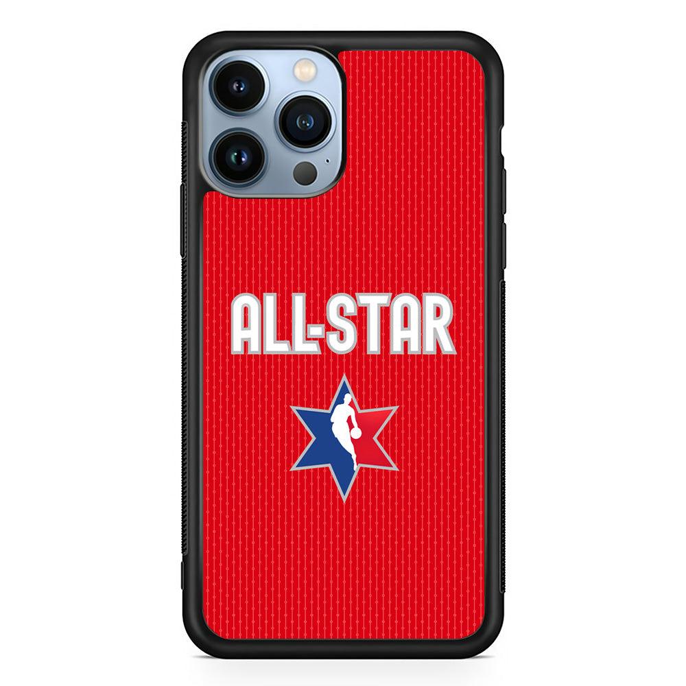 NBA All Star Red Star iPhone 14 Pro Max Case-Rubber Black (2D Case)-Oxvistore