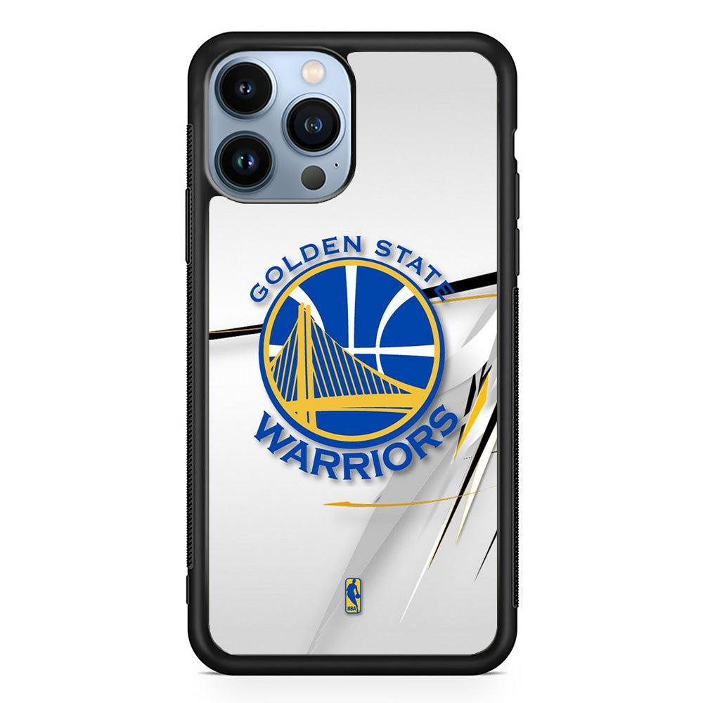 NBA Golden State Warriors Abstract Scratch iPhone 14 Pro Max Case-Rubber White (2D Case)-Oxvistore