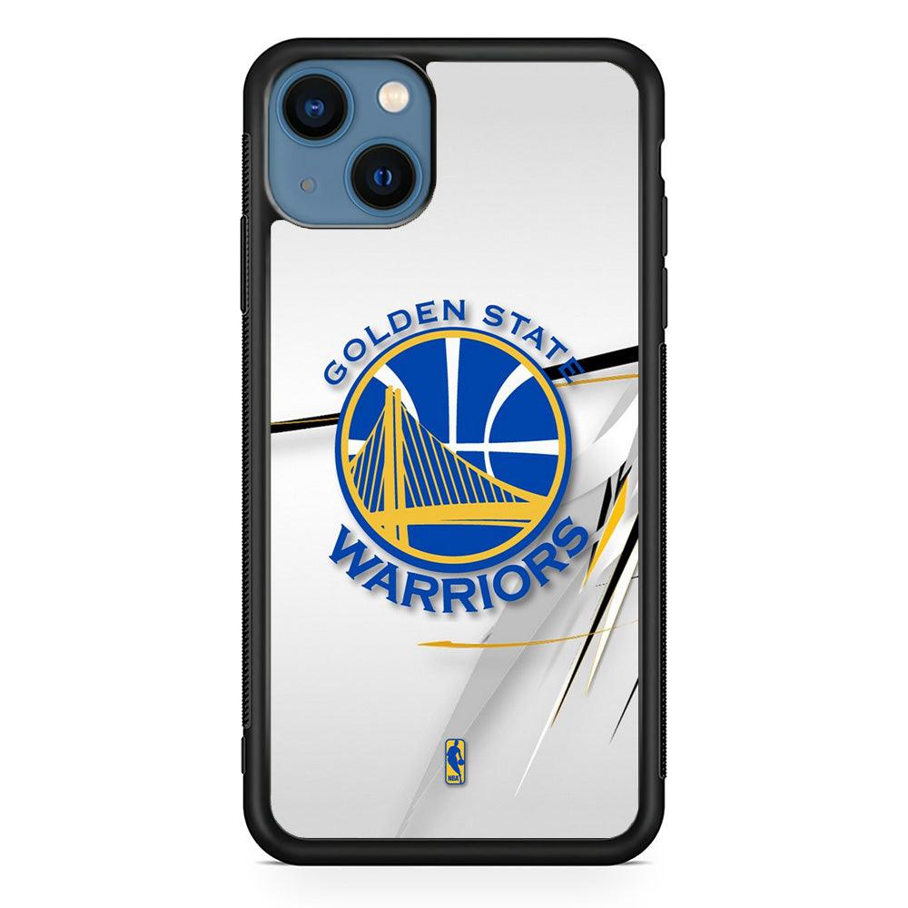 NBA Golden State Warriors Abstract Scratch iPhone 14 Case-Rubber White (2D Case)-Oxvistore
