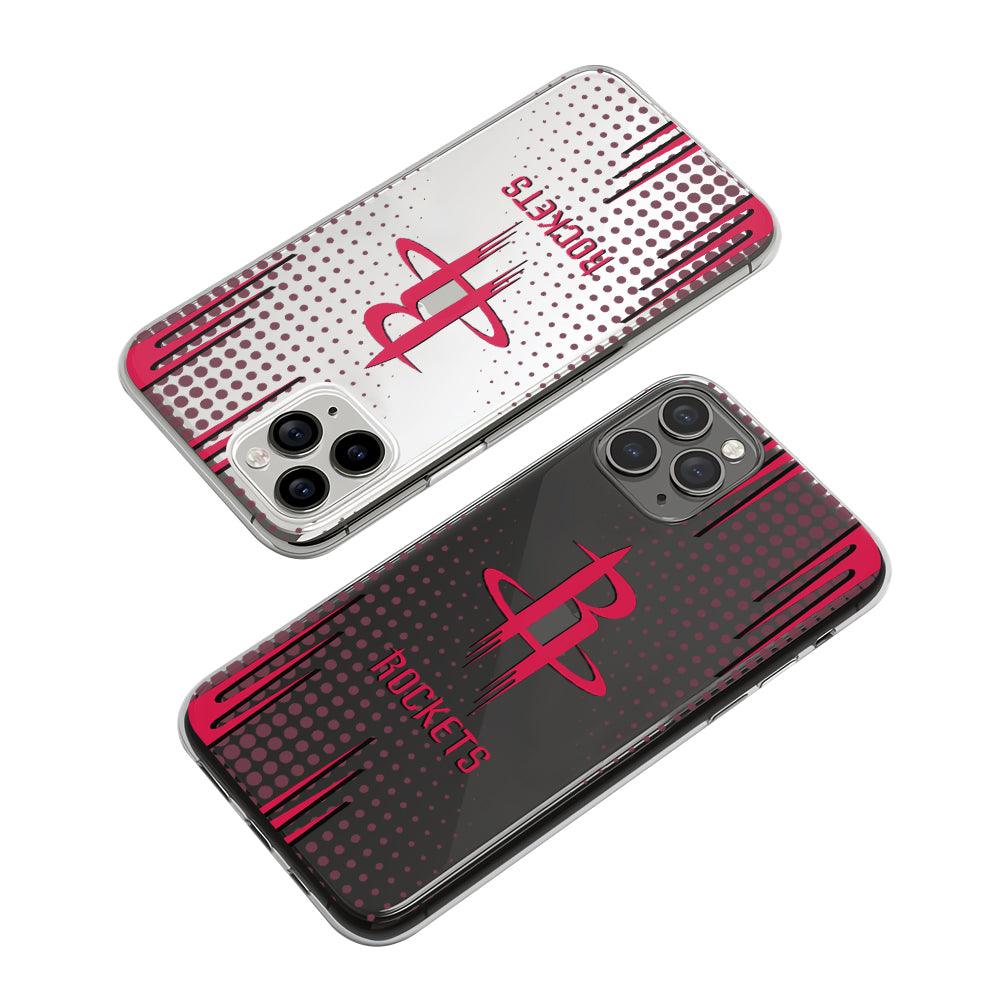 NBA Houston Rockets Dark Red Circle Patern Clear Soft Case-Oxvistore
