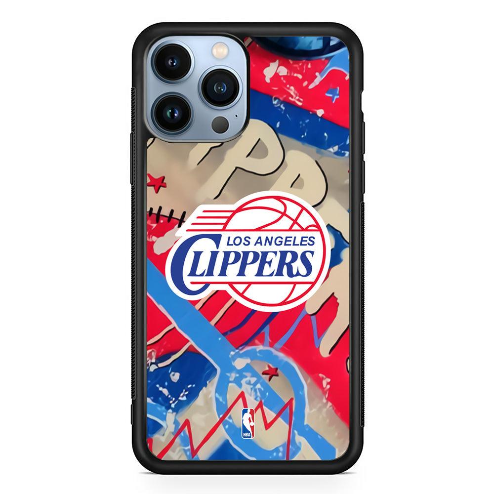 NBA Los Angeles Clippers Street Arts iPhone 14 Pro Max Case-Rubber Black (2D Case)-Oxvistore