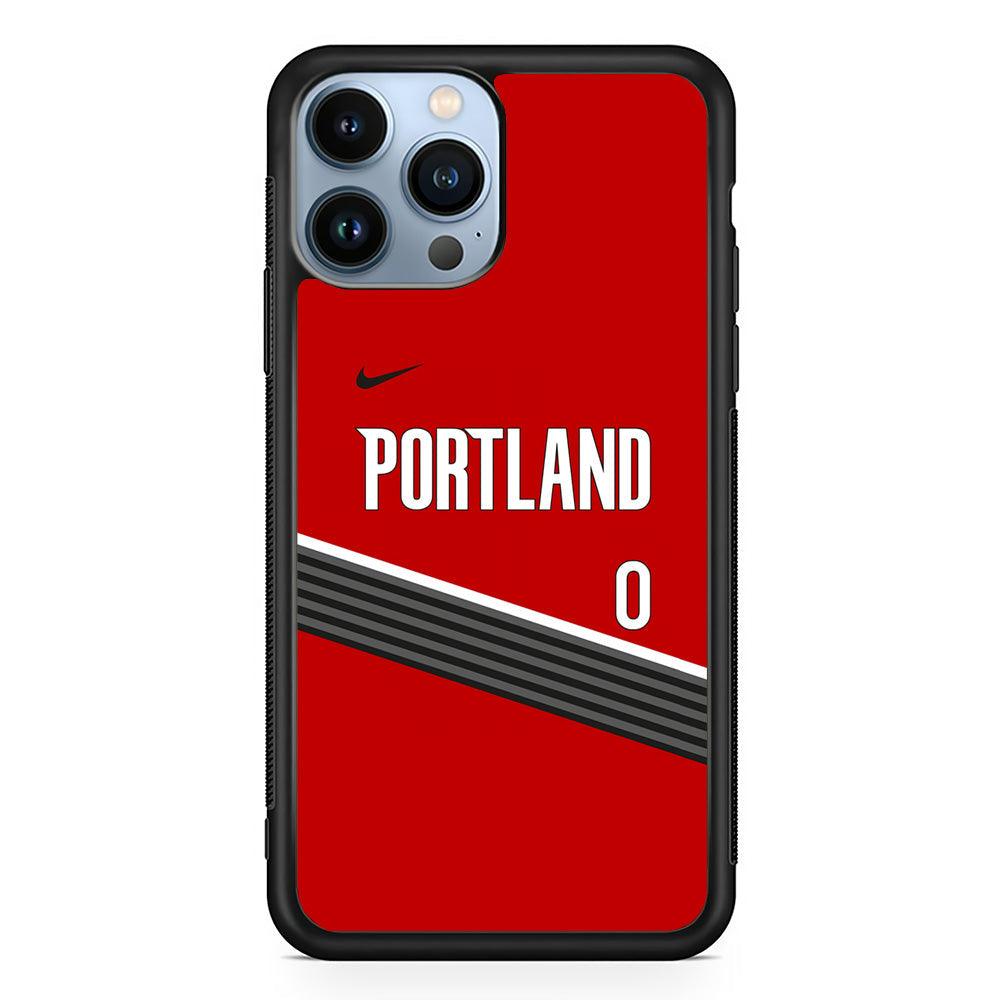 NBA Portland Trail Blazers Jersey iPhone 13 Pro Max Case-Rubber Black (2D Case)-Oxvistore