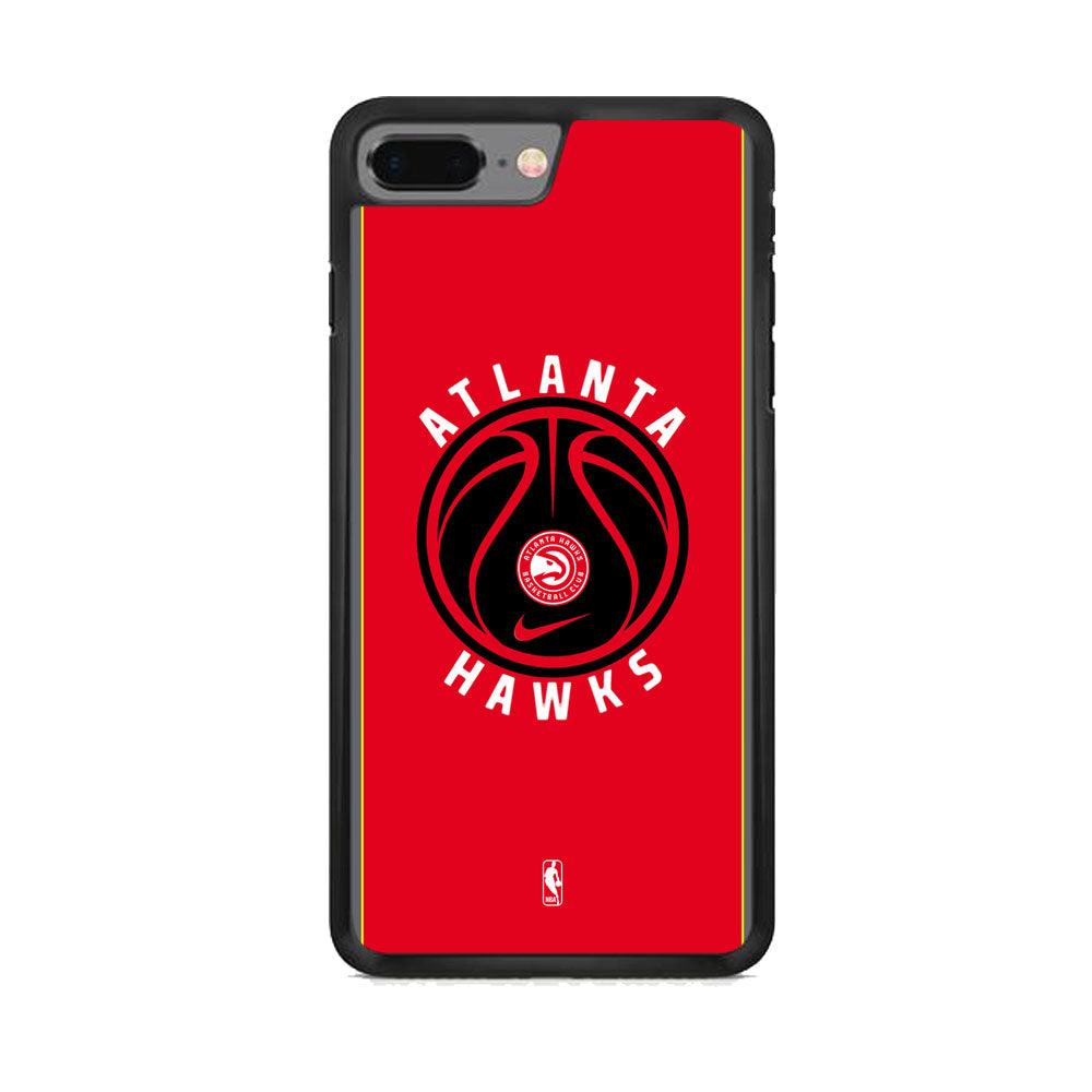 NBA Atlanta Hawks Simplicity iPhone 7 Plus Case-Rubber Black (2D Case)-Oxvistore