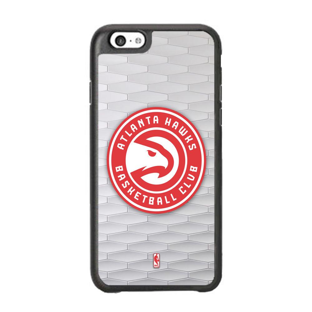 NBA Atlanta Hawks White Texture iPhone 6 Plus | 6s Plus Case-Rubber Black (2D Case)-Oxvistore