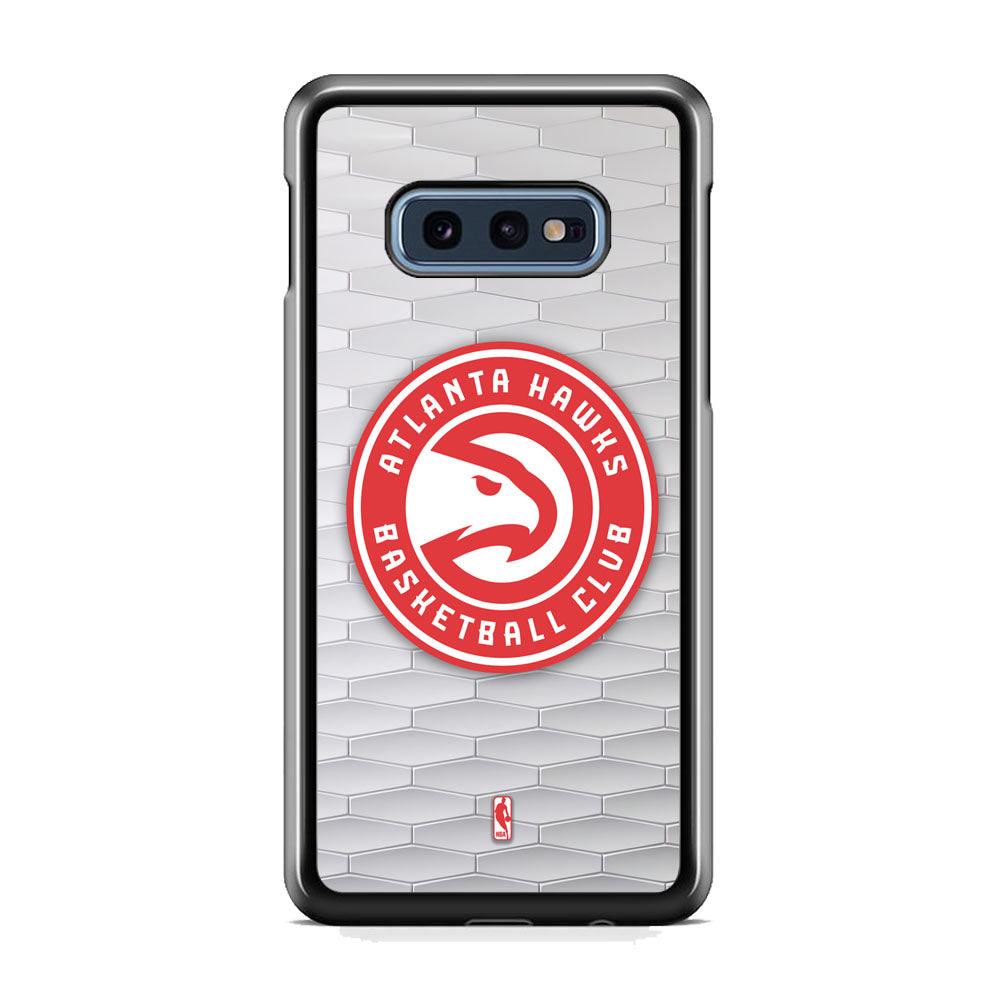 NBA Atlanta Hawks White Texture Samsung Galaxy S10E Case-Rubber White (2D Case)-Oxvistore