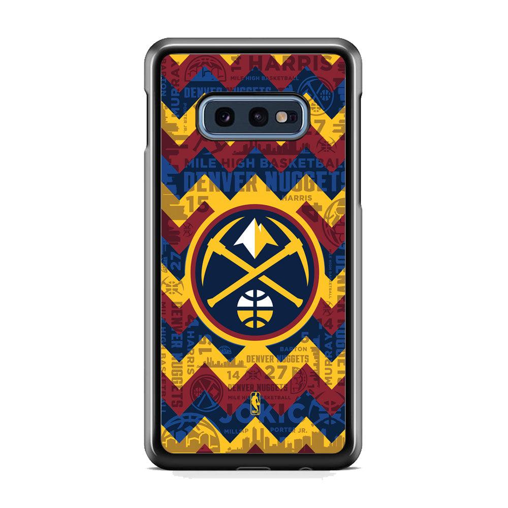 NBA Denver Nuggets Collage on Chevron Samsung Galaxy S10E Case-Rubber Black (2D Case)-Oxvistore
