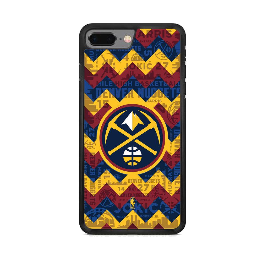 NBA Denver Nuggets Collage on Chevron iPhone 7 Plus Case-Rubber Black (2D Case)-Oxvistore