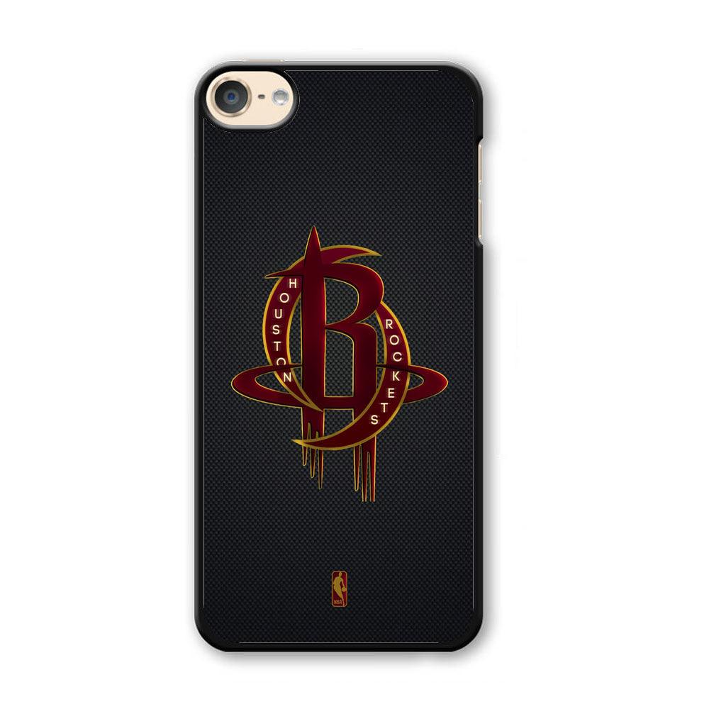NBA Houston Rockets Gold Coil iPod Touch 6 Case-Plastic White (2D Case)-Oxvistore