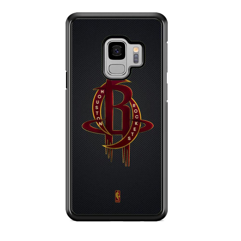 NBA Houston Rockets Gold Coil Samsung Galaxy S9 Case-Rubber White (2D Case)-Oxvistore