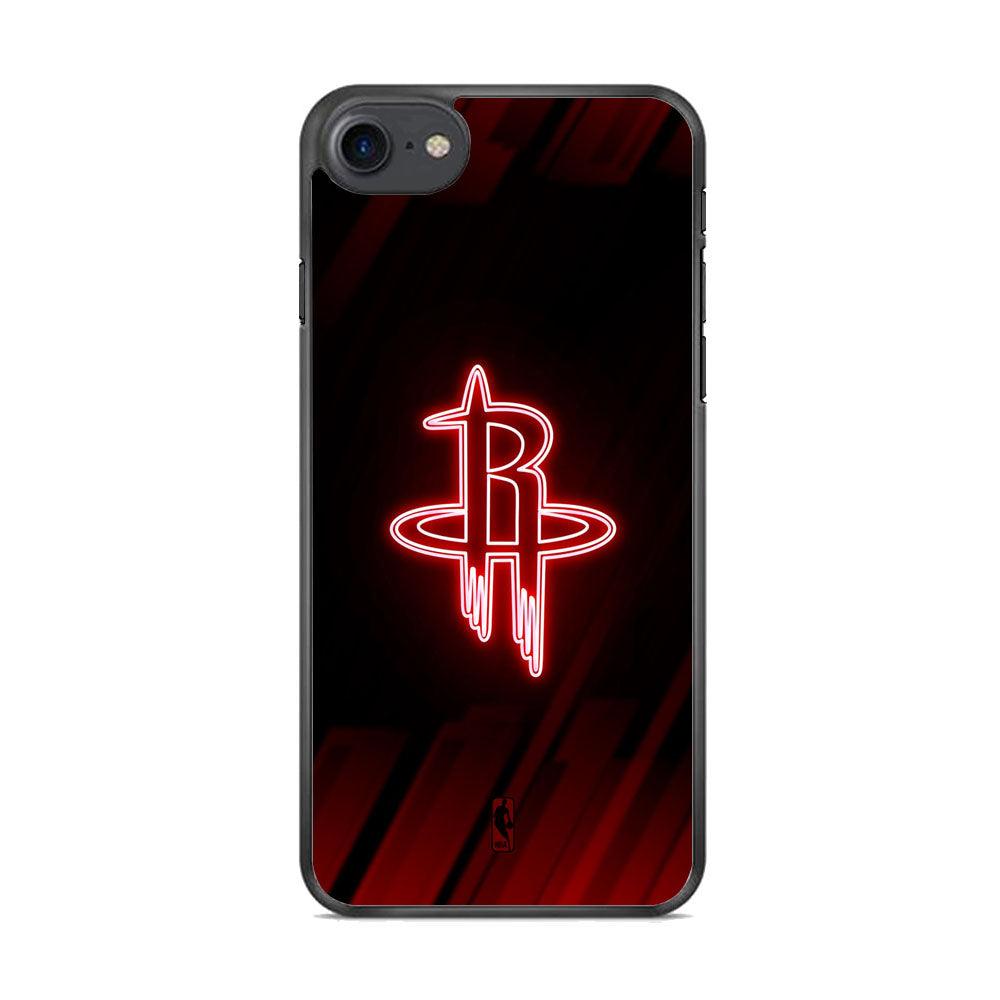 NBA Houston Rockets Red Glow iPhone 8 Case-Rubber Black (2D Case)-Oxvistore