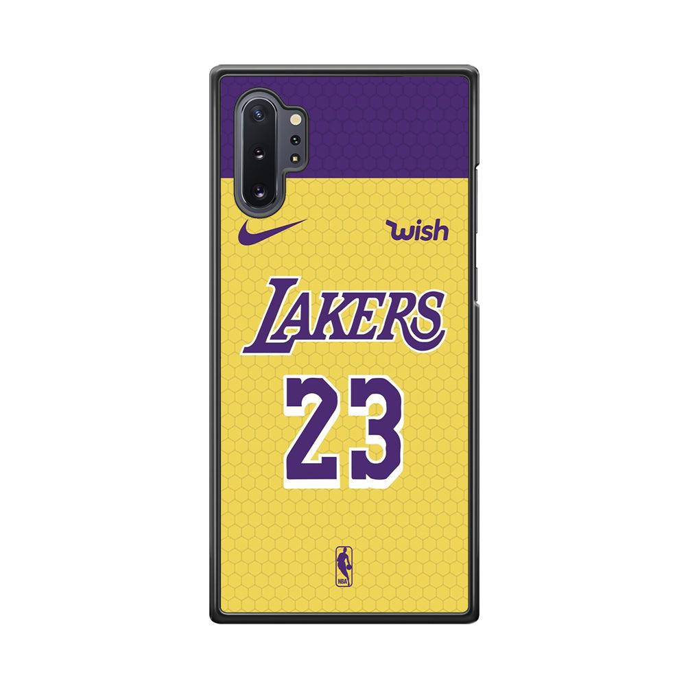 NBA Los Angeles Lakers Lebron Hexa Jersey Samsung Galaxy Note 10 Plus Case-Rubber White (2D Case)-Oxvistore