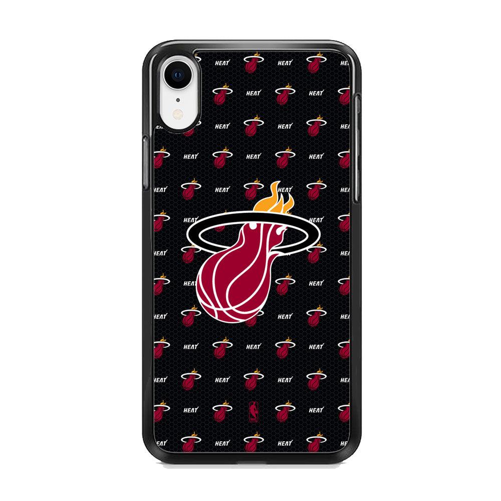 NBA Miami Heat Patern Symbol iPhone XR Case-Rubber Black (2D Case)-Oxvistore