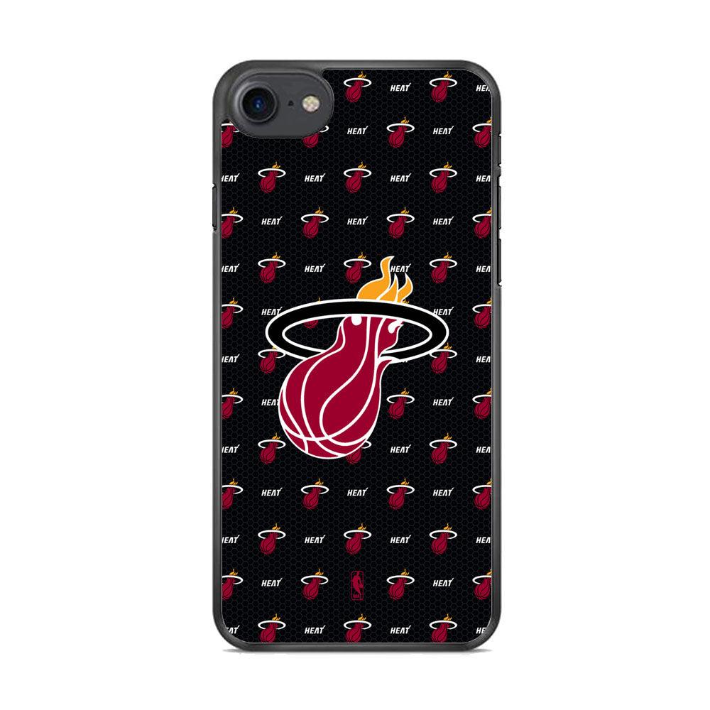 NBA Miami Heat Patern Symbol iPhone 8 Case-Rubber Black (2D Case)-Oxvistore
