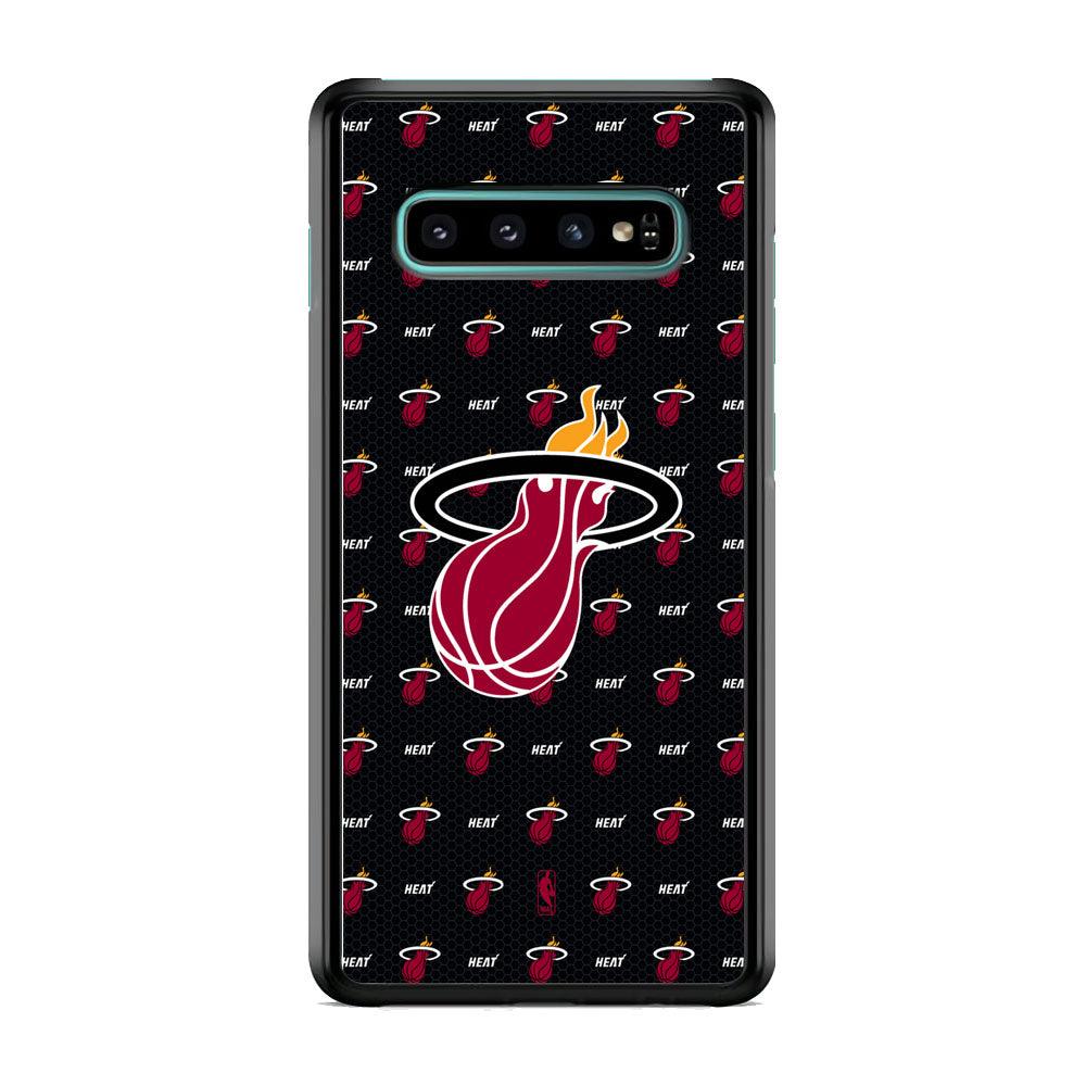 NBA Miami Heat Patern Symbol Samsung Galaxy S10 Plus Case-Rubber Black (2D Case)-Oxvistore