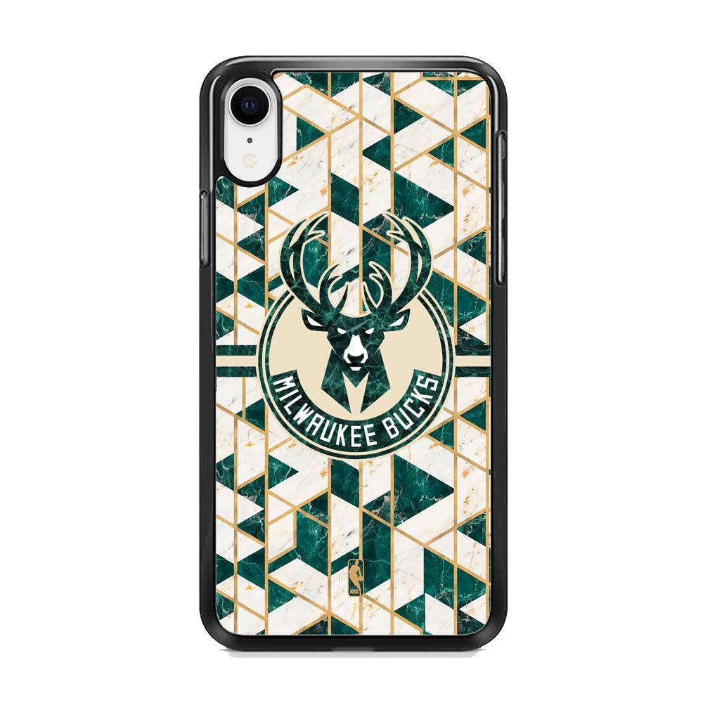 NBA Milwaukee Bucks Shapes of Marble iPhone XR Case-Rubber Black (2D Case)-Oxvistore