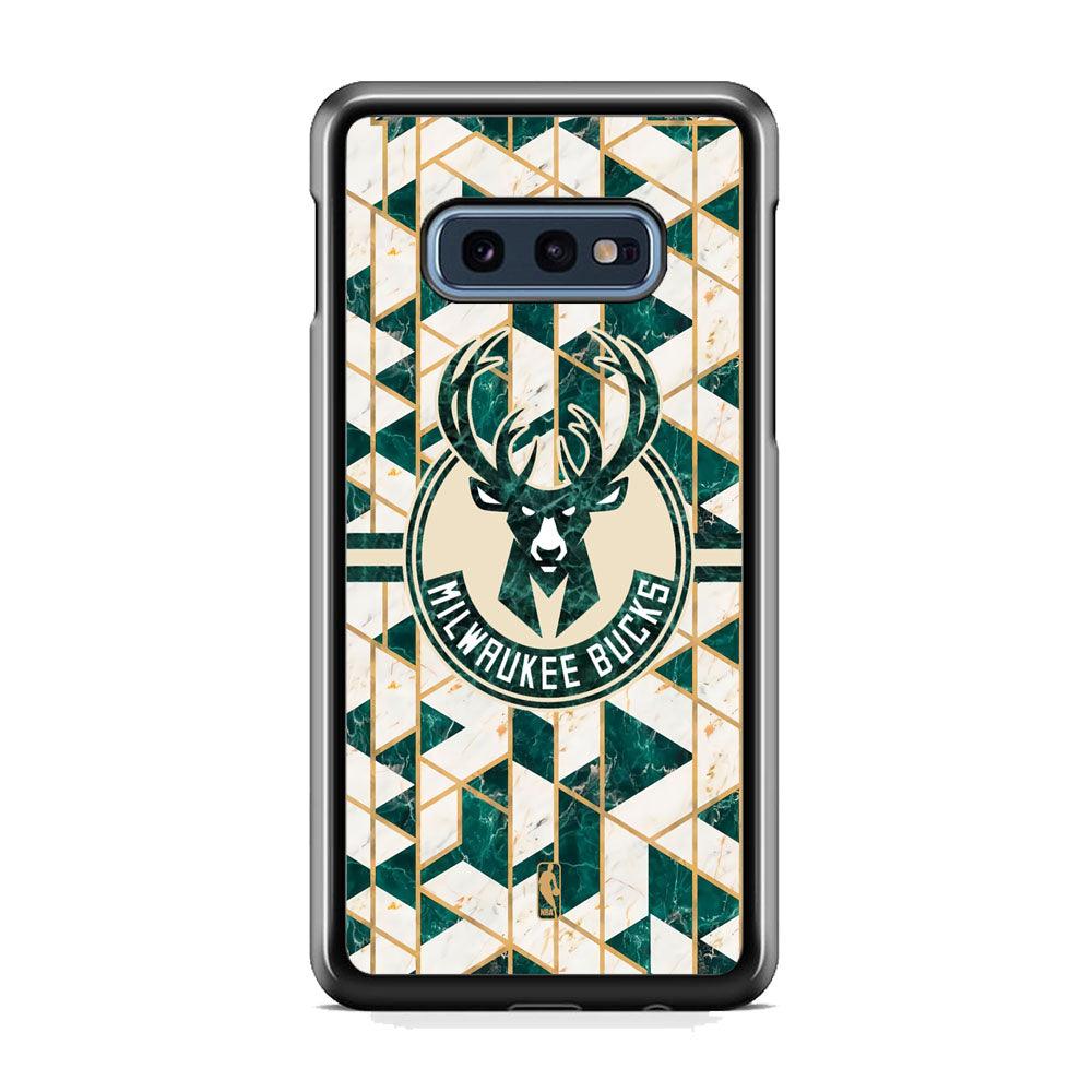 NBA Milwaukee Bucks Shapes of Marble Samsung Galaxy S10E Case-Rubber Black (2D Case)-Oxvistore