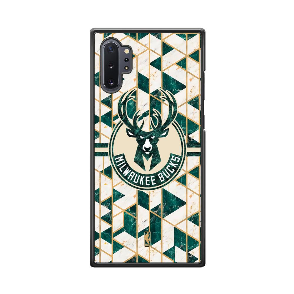 NBA Milwaukee Bucks Shapes of Marble Samsung Galaxy Note 10 Plus Case-Rubber Black (2D Case)-Oxvistore