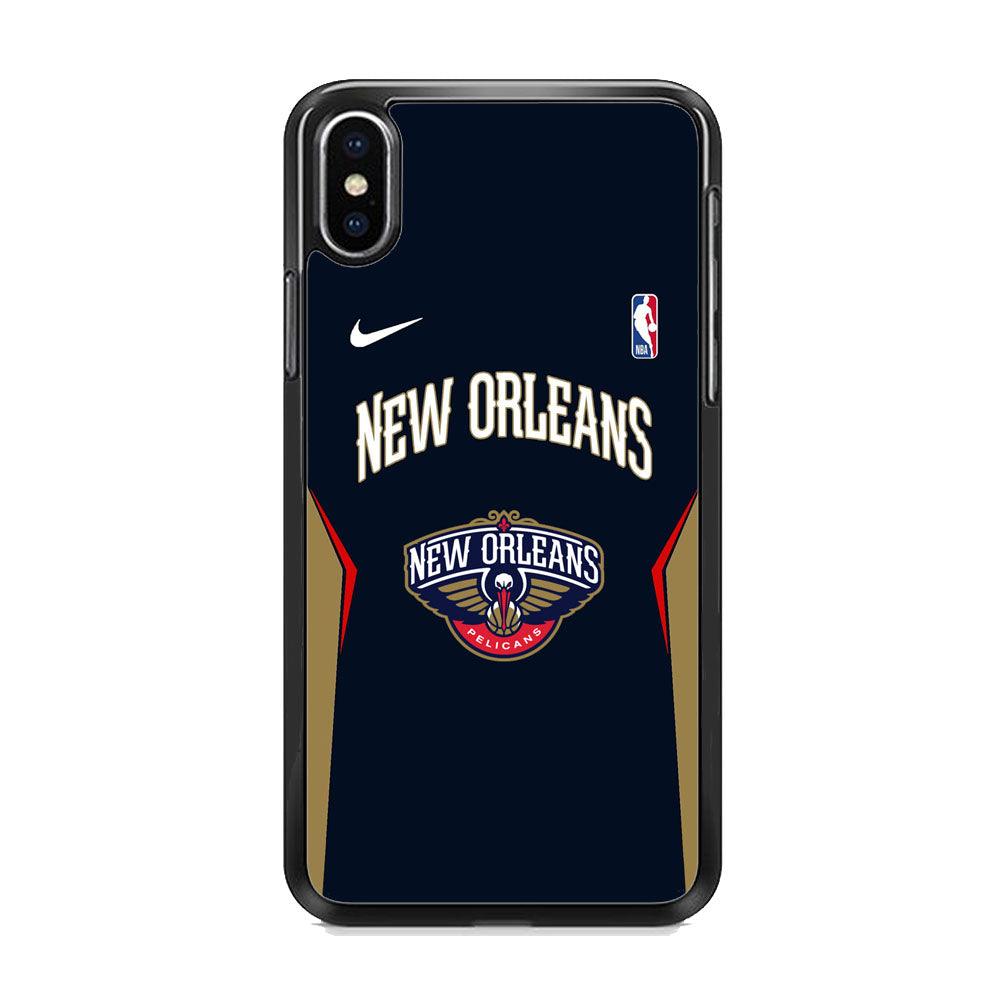 NBA New Orleans Pelicans Jersey Taste iPhone XS MAX Case-Rubber Black (2D Case)-Oxvistore