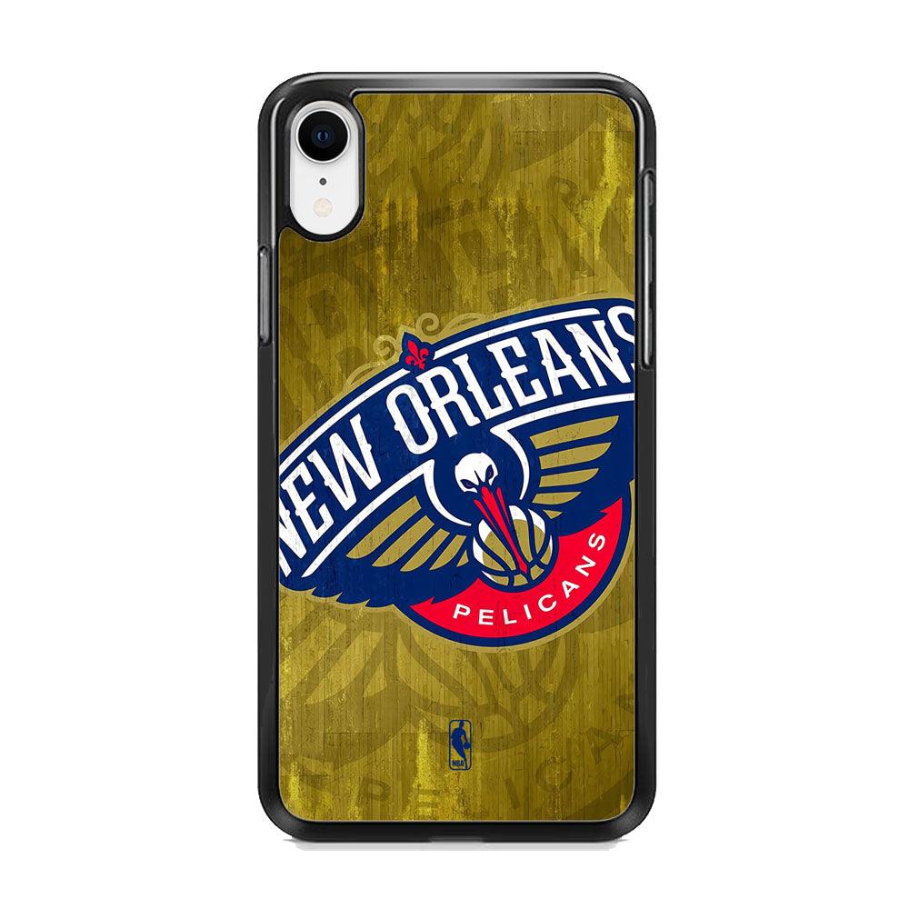 NBA New Orleans Pelicans Timber Gold iPhone XR Case-Rubber Black (2D Case)-Oxvistore
