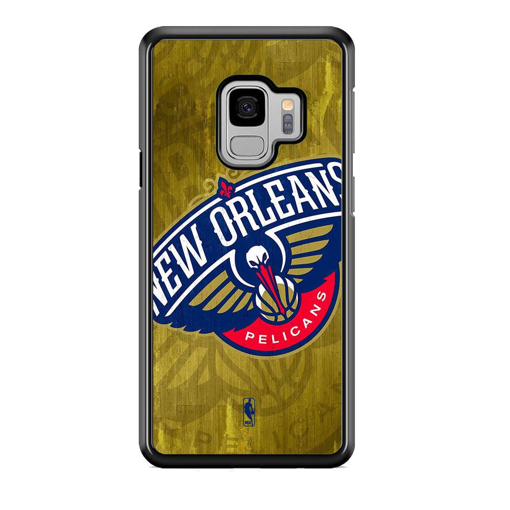 NBA New Orleans Pelicans Timber Gold Samsung Galaxy S9 Case-Rubber Black (2D Case)-Oxvistore