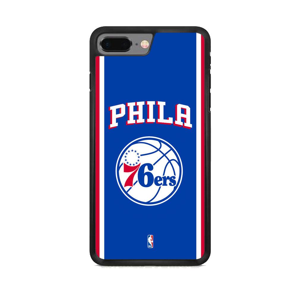 NBA Philadelphia 76ers Bold Line iPhone 7 Plus Case-Rubber Black (2D Case)-Oxvistore