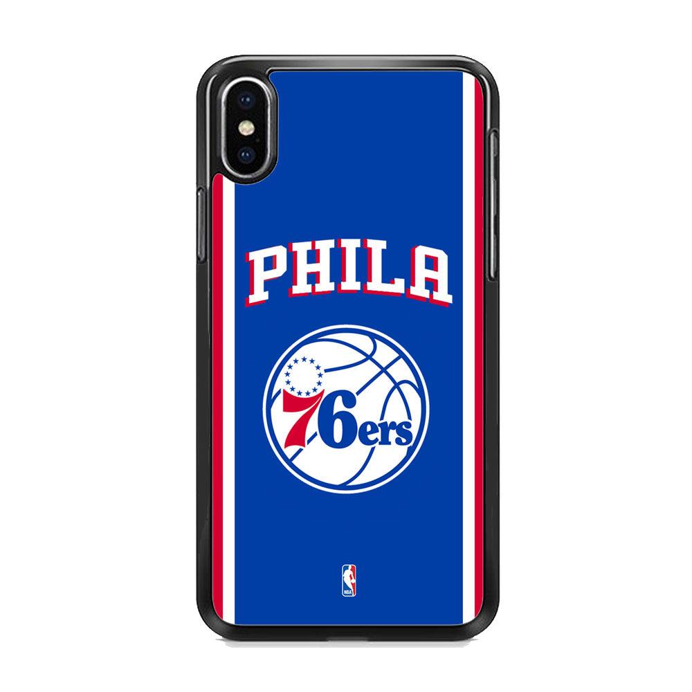 NBA Philadelphia 76ers Bold Line iPhone X Case-Rubber Black (2D Case)-Oxvistore