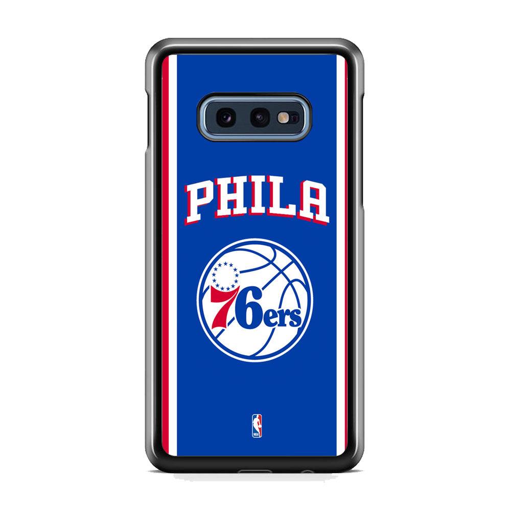 NBA Philadelphia 76ers Bold Line Samsung Galaxy S10E Case-Rubber Black (2D Case)-Oxvistore