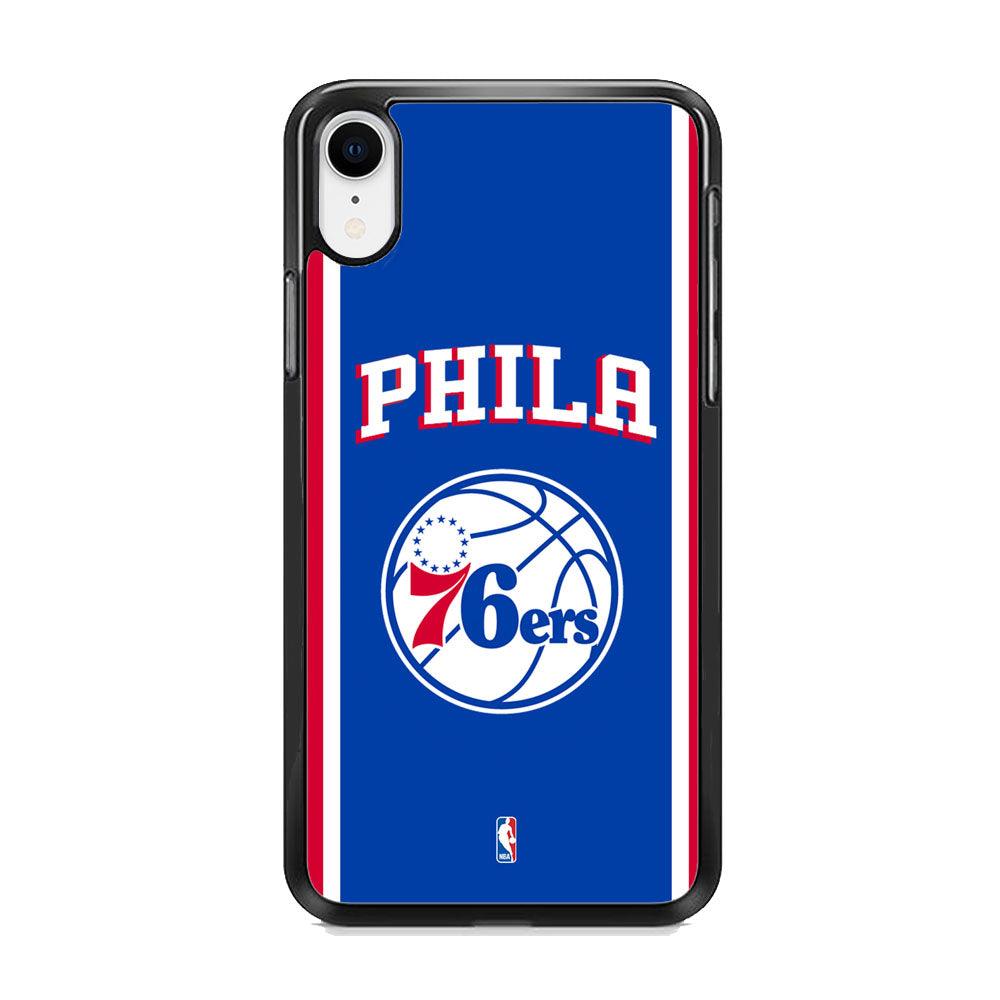 NBA Philadelphia 76ers Bold Line iPhone XR Case-Rubber Black (2D Case)-Oxvistore