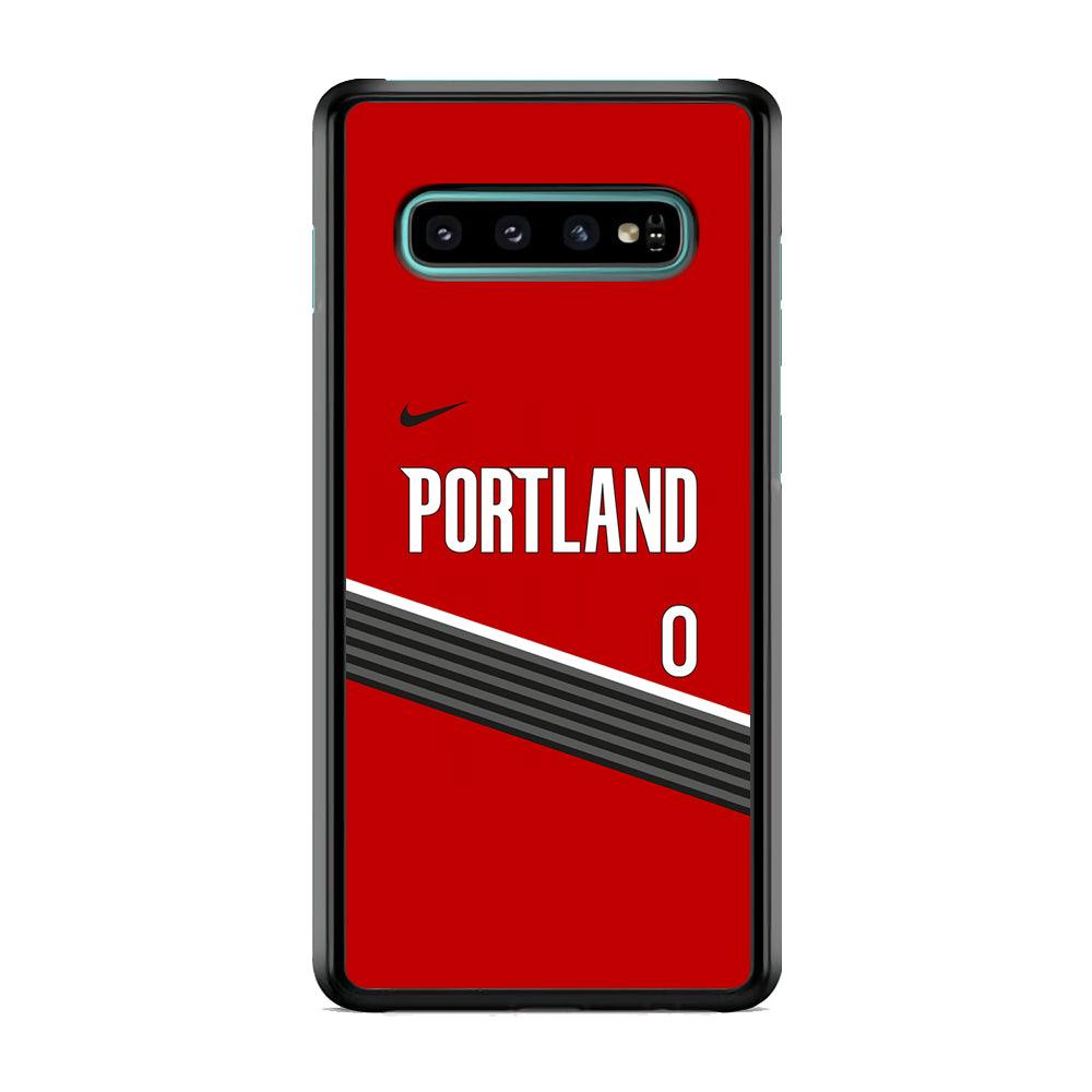 NBA Portland Trail Blazers Jersey Samsung Galaxy S10 Case-Rubber Black (2D Case)-Oxvistore