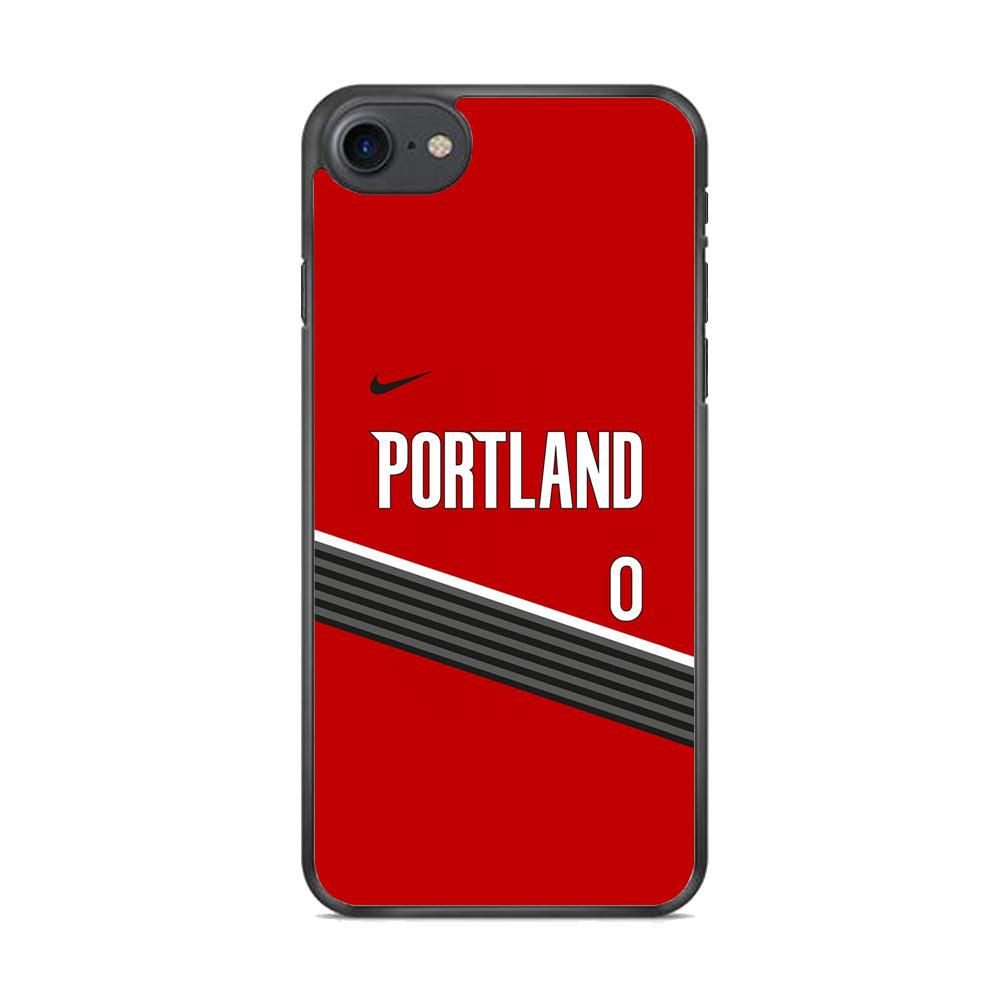 NBA Portland Trail Blazers Jersey iPhone 7 Case-Rubber Black (2D Case)-Oxvistore