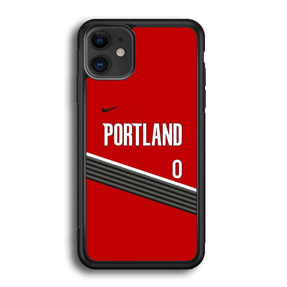 NBA Portland Trail Blazers Jersey iPhone 12 Case-Rubber Black (2D Case)-Oxvistore