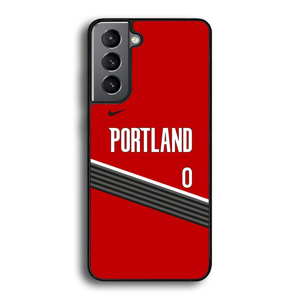NBA Portland Trail Blazers Jersey Samsung Galaxy S21 Plus Case-Rubber Black (2D Case)-Oxvistore
