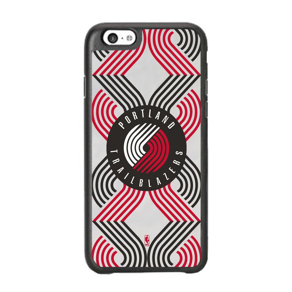 NBA Portland Trail Blazers Patern Logo iPhone 6 Plus | 6s Plus Case-Rubber Black (2D Case)-Oxvistore