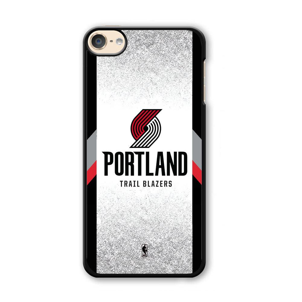 NBA Portland Trail Blazers Silver Glitter iPod Touch 6 Case-Plastic Black (2D Case)-Oxvistore
