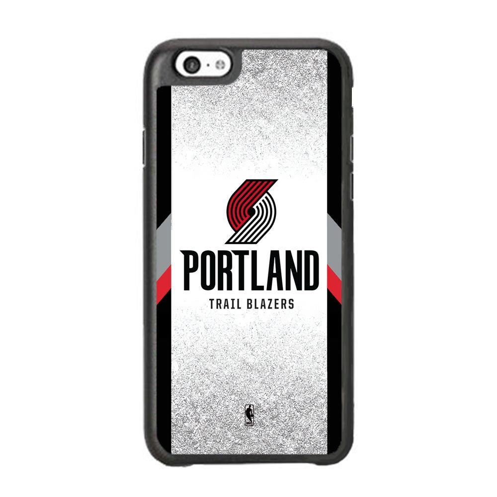 NBA Portland Trail Blazers Silver Glitter iPhone 6 Plus | 6s Plus Case-Rubber Black (2D Case)-Oxvistore