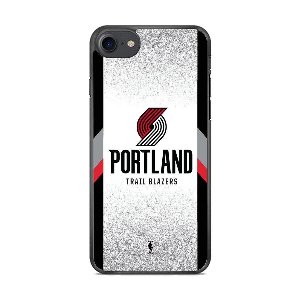 NBA Portland Trail Blazers Silver Glitter iPhone 7 Case-Rubber Black (2D Case)-Oxvistore