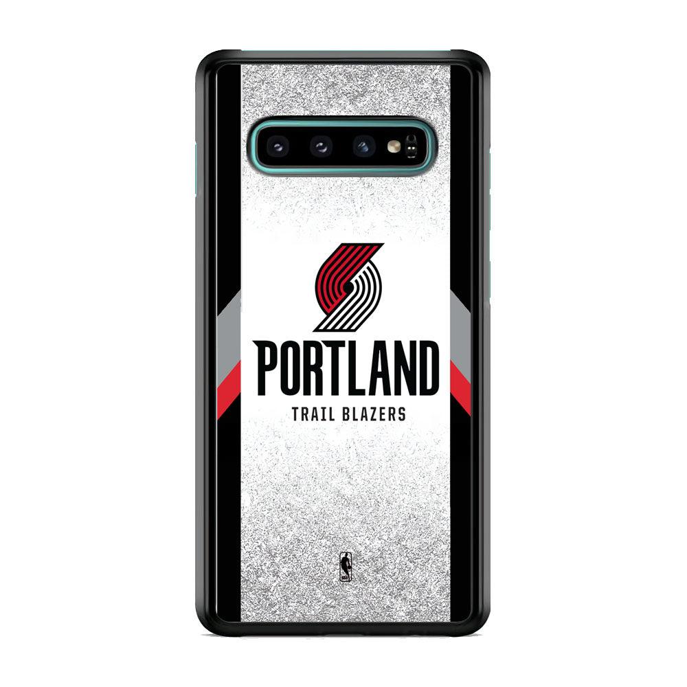 NBA Portland Trail Blazers Silver Glitter Samsung Galaxy S10 Plus Case-Rubber Black (2D Case)-Oxvistore